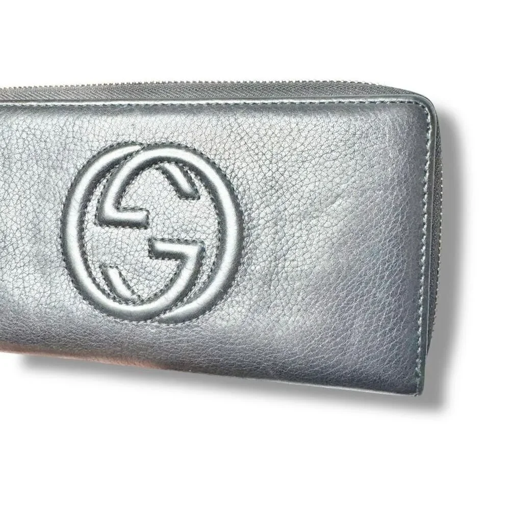 Gucci Soho Interlocking G Tassel Calfskin Leather Zip Around Long Wallet Black - Picture 4 of 8